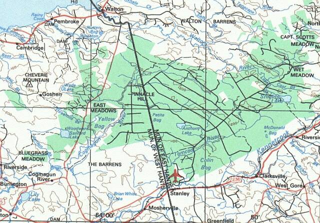 Topographic Map showing the Crownlands in Hants County